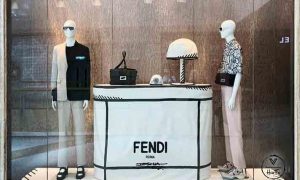 closed window display example - fendi window display
